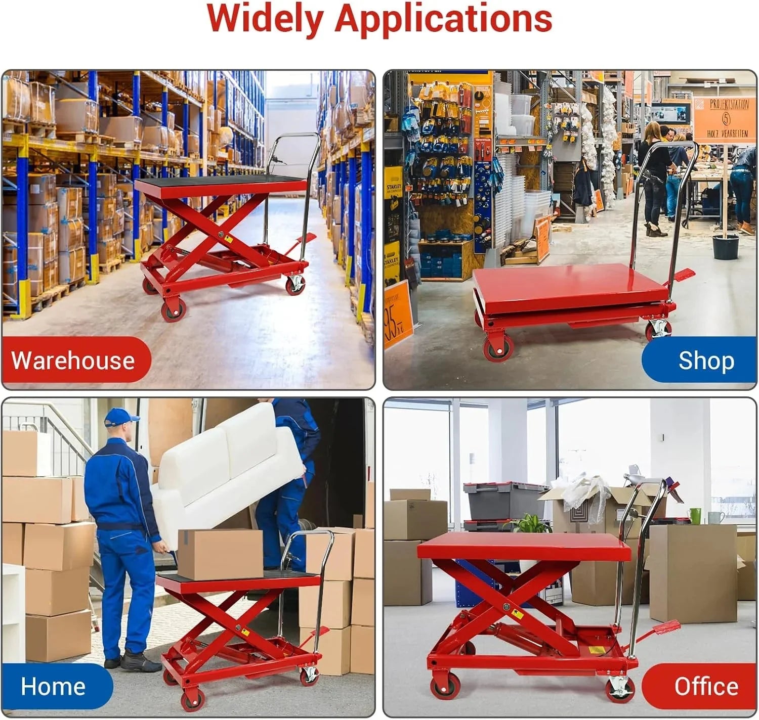 500LBS Hydraulic Lift Table Cart, 30 Lifting Height., Double Scissor Lift Table with 4 Wheels and Non-Slip Pad, Hydraulic Scissor Lift Table for Material Handling and Transportation
