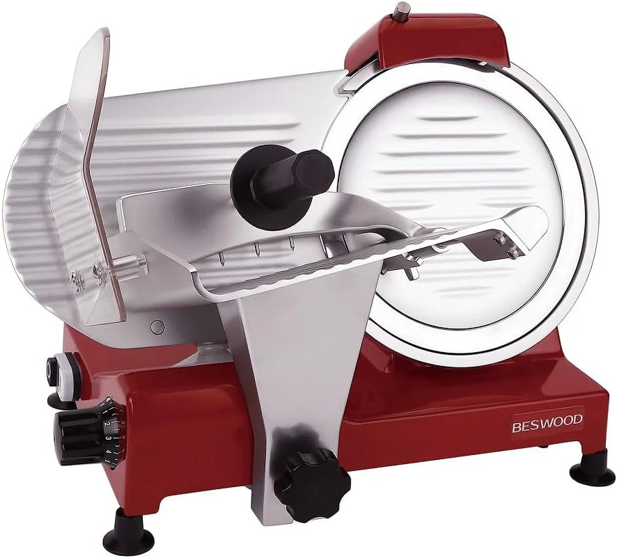 10 Electric Deli Meat Slicer, 240W, Red, Commercial/Home Use
