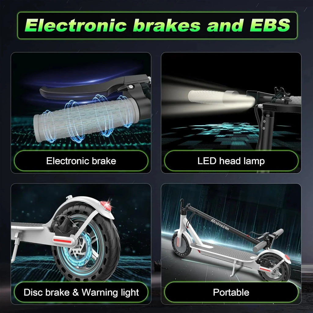 Electric Scooter - 8.5 Solid Tires, 350W Motor, Up to 19 MPH and 21-23 Miles Long-Range Portable Foldable Commuting Scooter for Adults with Double Braking System and App