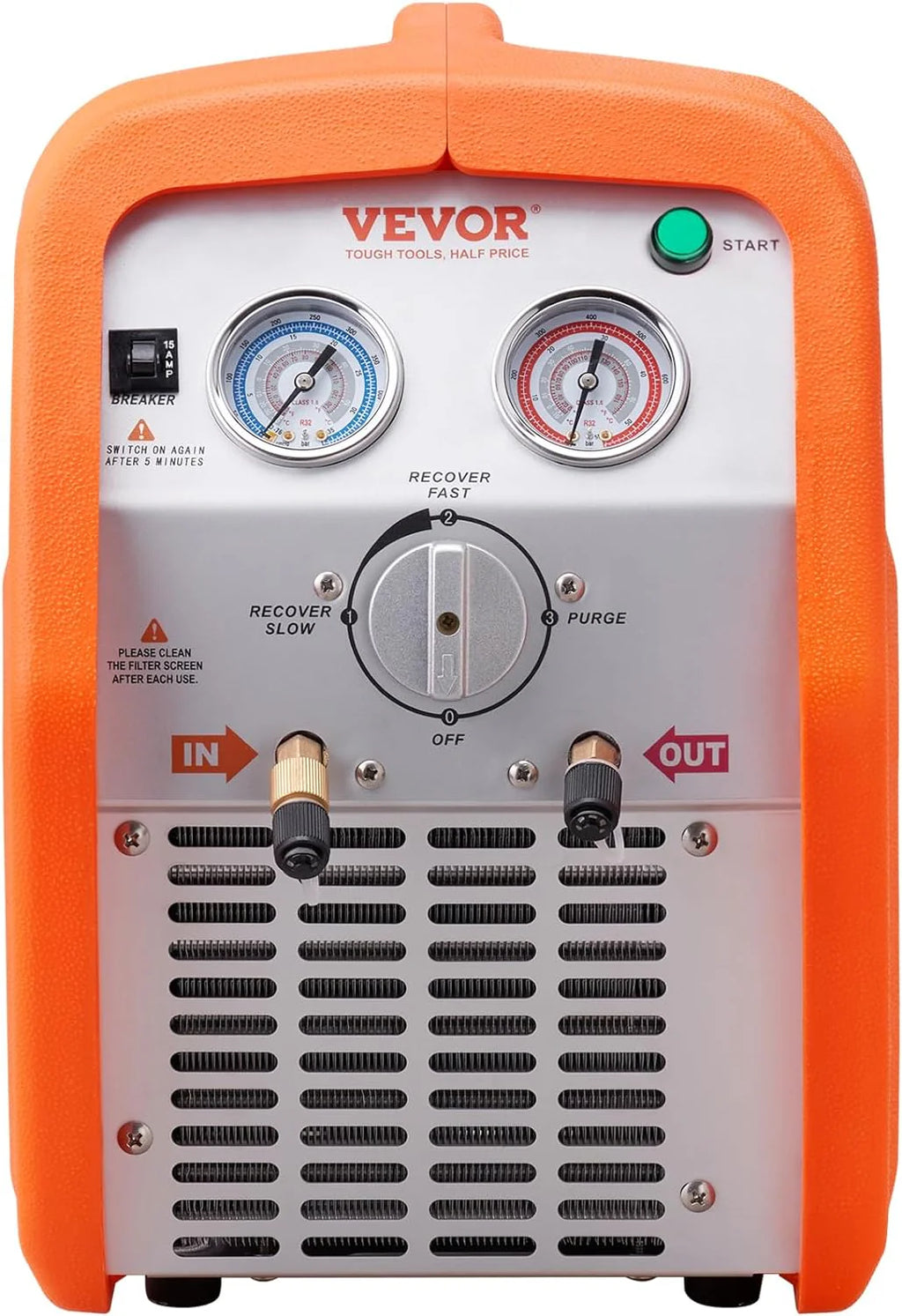 1 HP Refrigerant Recovery Machine - Dual Cylinder Portable AC Recovery Machine with High Pressure Protection 120V 60Hz Recovery Machine HVAC for Vapor Liquid Refrigerant, Car Air Conditioning