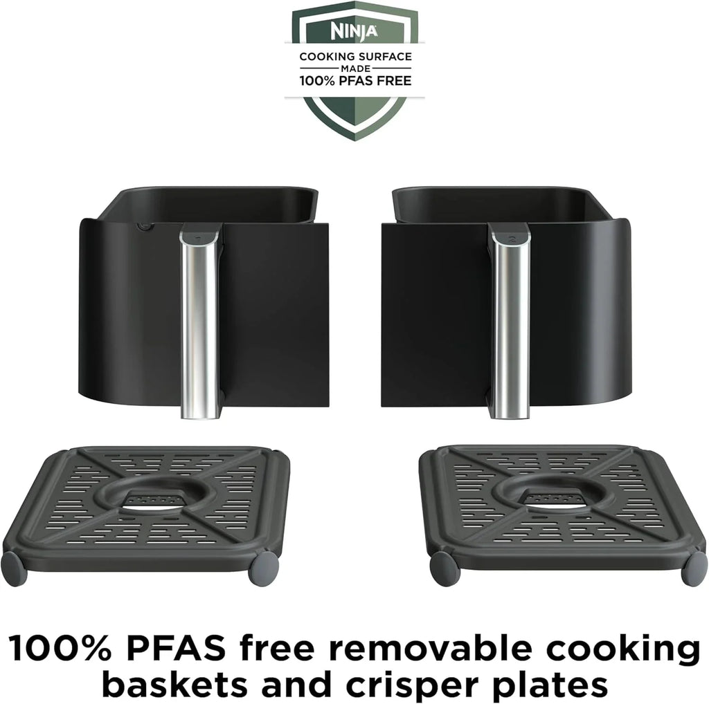 Ninja Foodi 10QT 6-in-1 DualZone Smart XL Air Fryer, 2 Independent 5QT Baskets, Smart Cook Thermometer, Match Cook, Smart Finish, Air Fry, Roast, Bake, Dehydrate, Reheat, Grey, DZ550