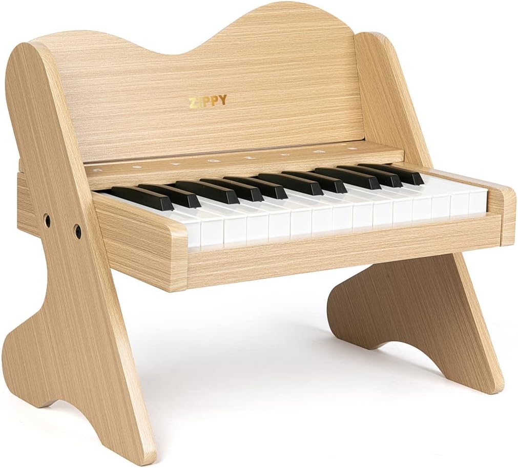 Kids piano keyboard, 25 key kids digital piano, wooden piano for toddler girls boys