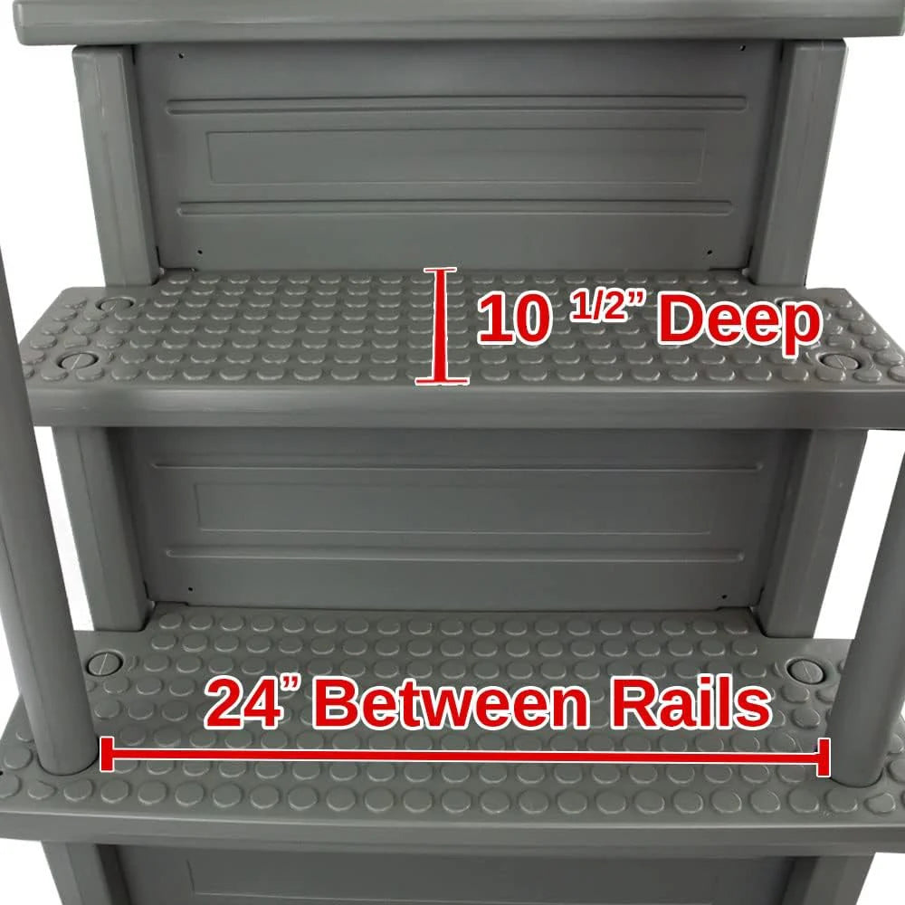 Select Anti-Slip in-Pool Steps | Gray | for Above Ground Swimming Pools | Can Mount to Decks 48 to 54 H | Safety Stairs Capacity Up to 300 lbs
