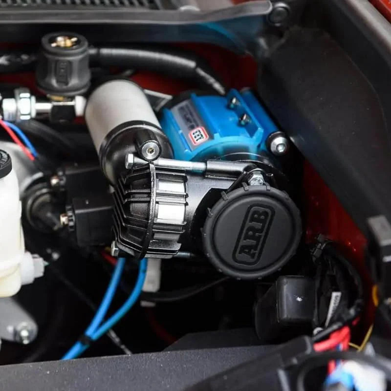 12V' On-Board Twin High Performance Air Compressor, Ideal for Air Lockers Locking Differentials, Tire Inflator, Air Horn, Air Tools and Pneumatic Tools.