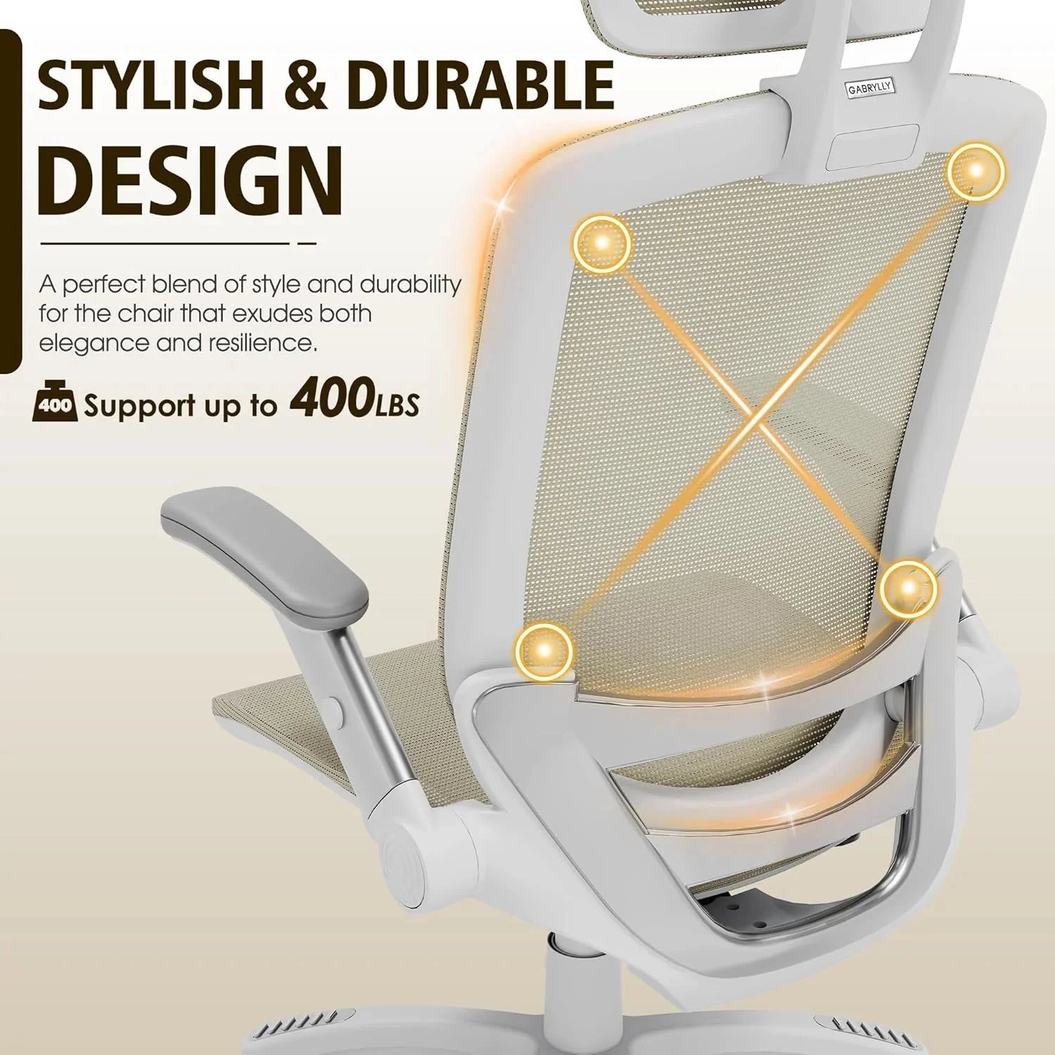 GABRYLLY Ergonomic Office Chair, High Back Home Desk Chair with Headrest, Flip-Up Arms, 90-120° Tilt Lock and Wide Cushion, Big and Tall Mesh Chairs for Man Woman, Black Task Chair
