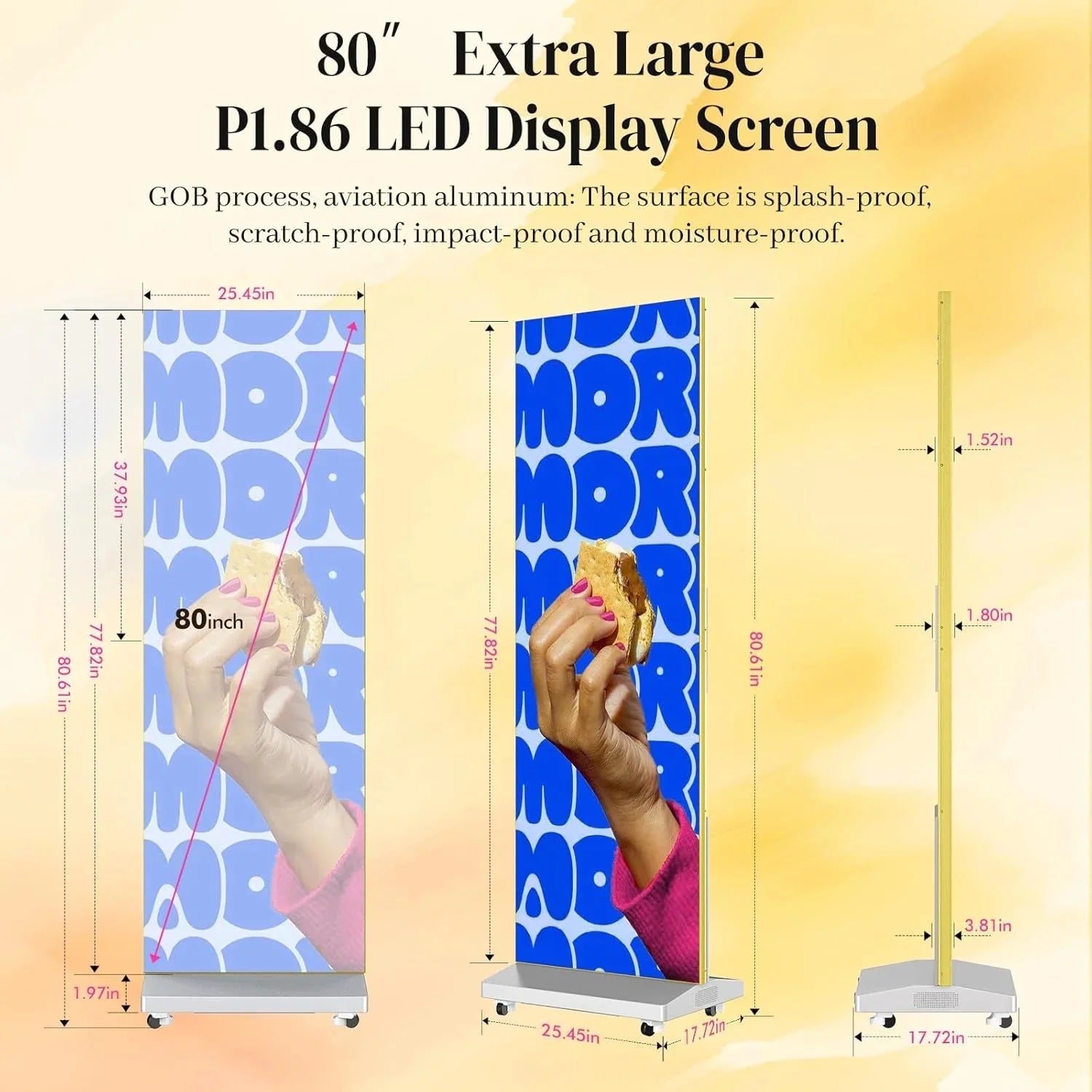 80 P1.86 Flexible Spliceable LED Poster Display – USB Plug-and-Play, Mobile & PC Remote Control, Digital Signage Advertising Screen (Silver, 1-Pack)