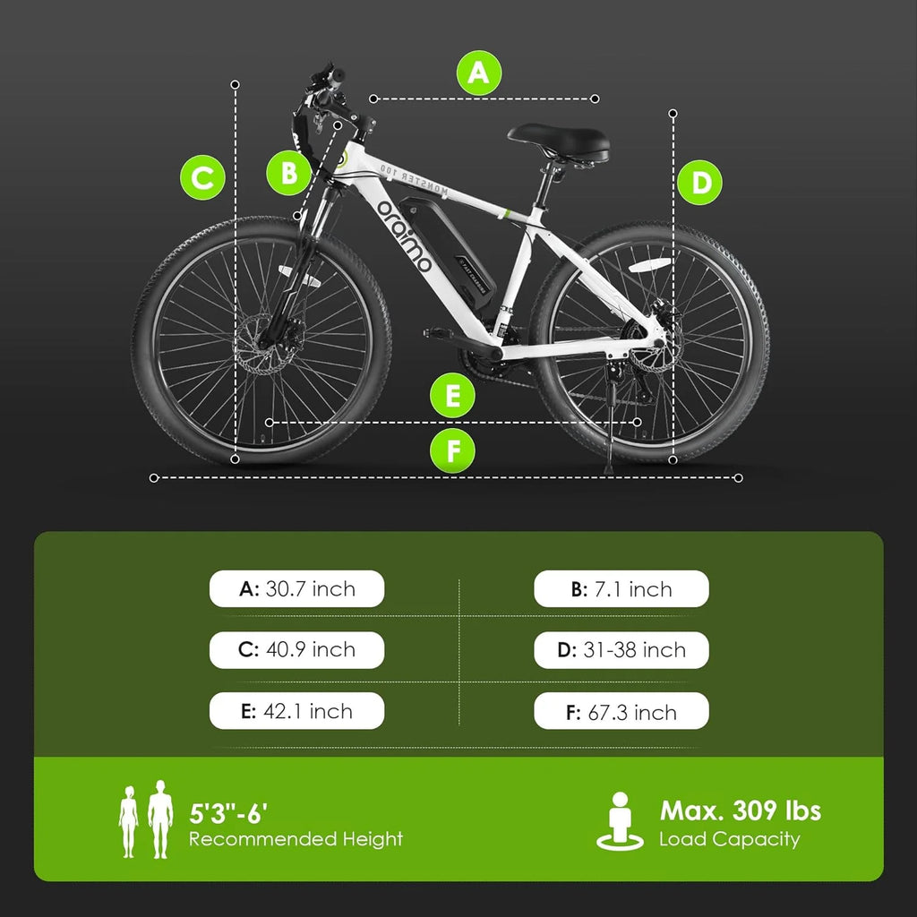 Adult Electric Bike, 350W BAFANG Motor (500W Peak), 4A 3H Fast Charging, 468Wh Li-Ion Battery, 21 Speed Gears, Air Saddle, 45 Miles 20 MPH 26 Mountain Bike Electric Bike, ANSI/CAN/UL2849 Compliant