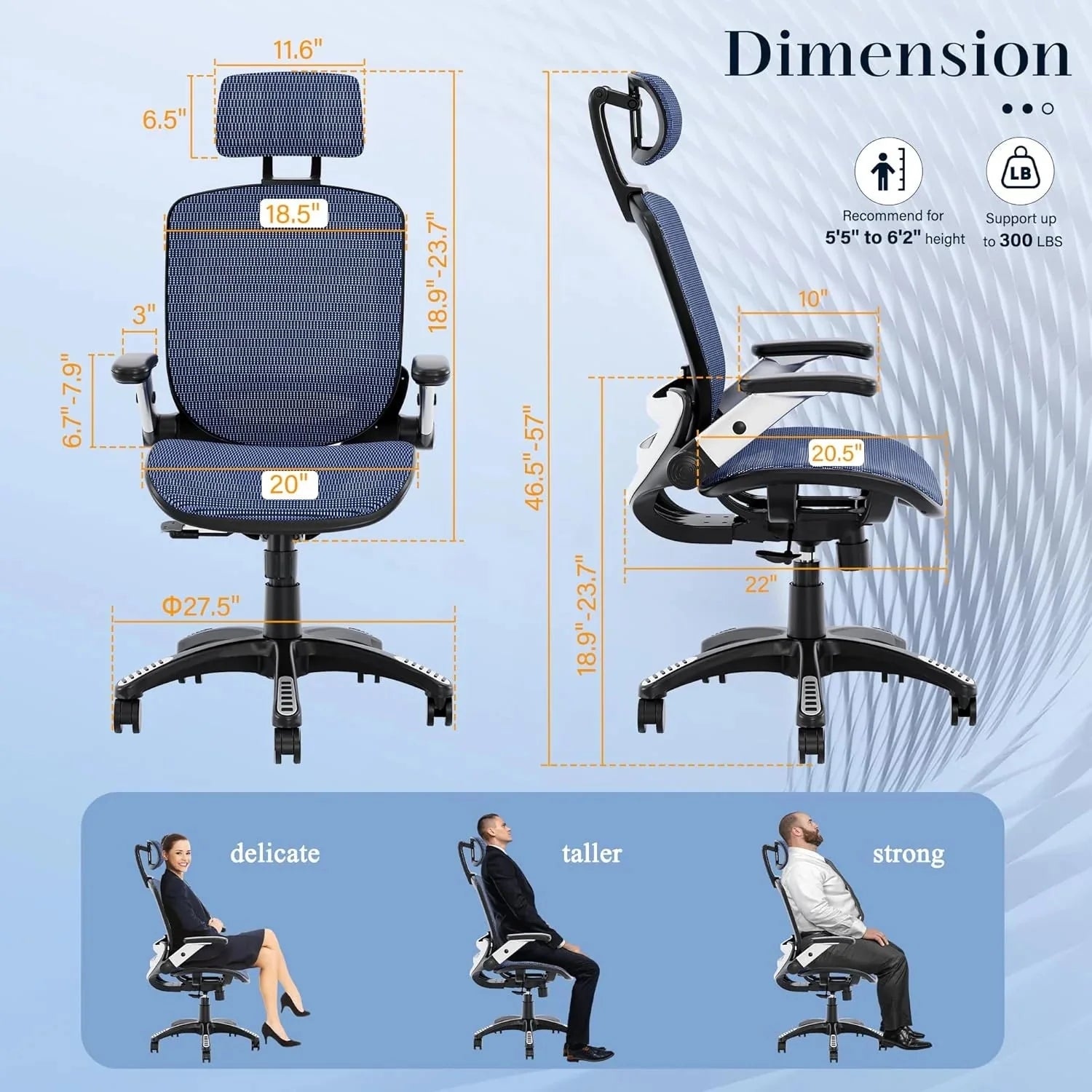 GABRYLLY Ergonomic Office Chair, High Back Home Desk Chair with Headrest, Flip-Up Arms, 90-120° Tilt Lock and Wide Cushion, Big and Tall Mesh Chairs for Man Woman, Black Task Chair