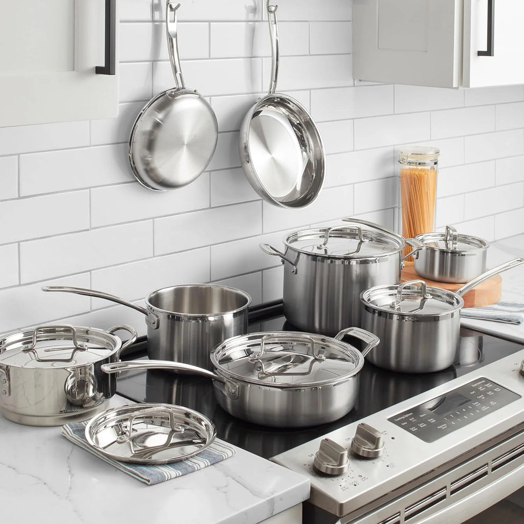 MultiClad Pro Stainless-Steel Cookware 13-Piece Cookware Set, Silver