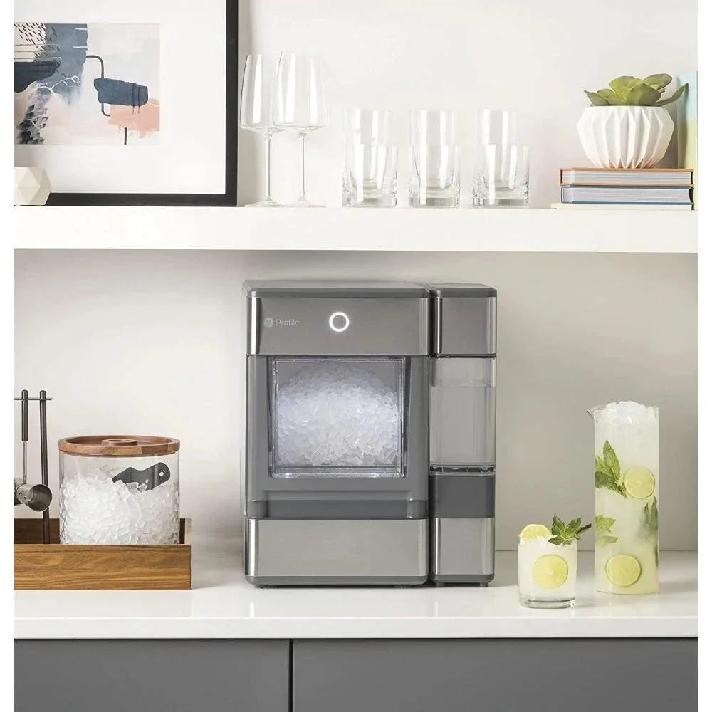GE Profile Opal Countertop Nugget Ice Maker, Stainless Steel, Bluetooth, Portable, Quick Ice Production