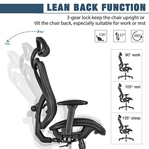 SUNNOW Ergonomic Office Chair, Mesh Computer Desk Chair , High Back Executive Task Chair
