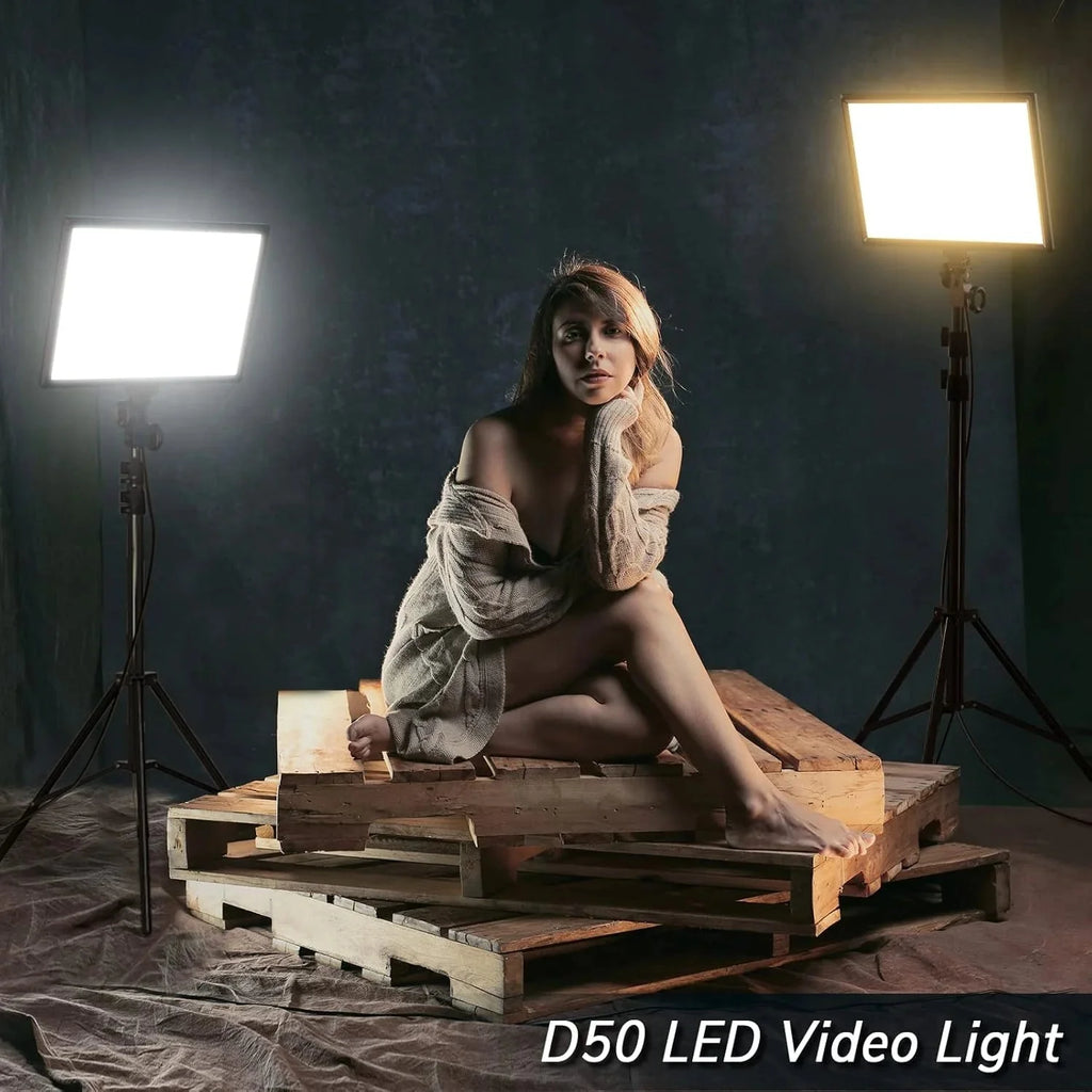 D50 LED Video Light Panel Lights 15.4, 2 Packs 45W 3000K-8000K Bi-Color Dimmable Photography Lighting, CRI 96+ Videography Lighting for Video Shooting/Gaming/Live Stream/Studio/Film