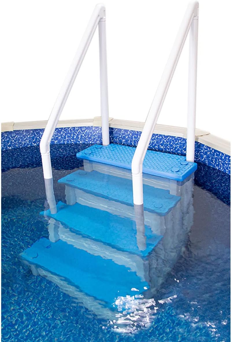 Select Anti-Slip in-Pool Steps | Gray | for Above Ground Swimming Pools | Can Mount to Decks 48 to 54 H | Safety Stairs Capacity Up to 300 lbs