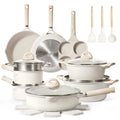 Carote 21-Piece Nonstick Cookware Set, Eco-Friendly Granite, Induction Compatible, Beige