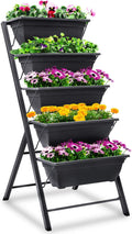 FOYUEE Vertical Herb Garden Planter Box Outdoor Elevated Raised Bed for Vegetables Flower Indoor with Drainage 5 Container