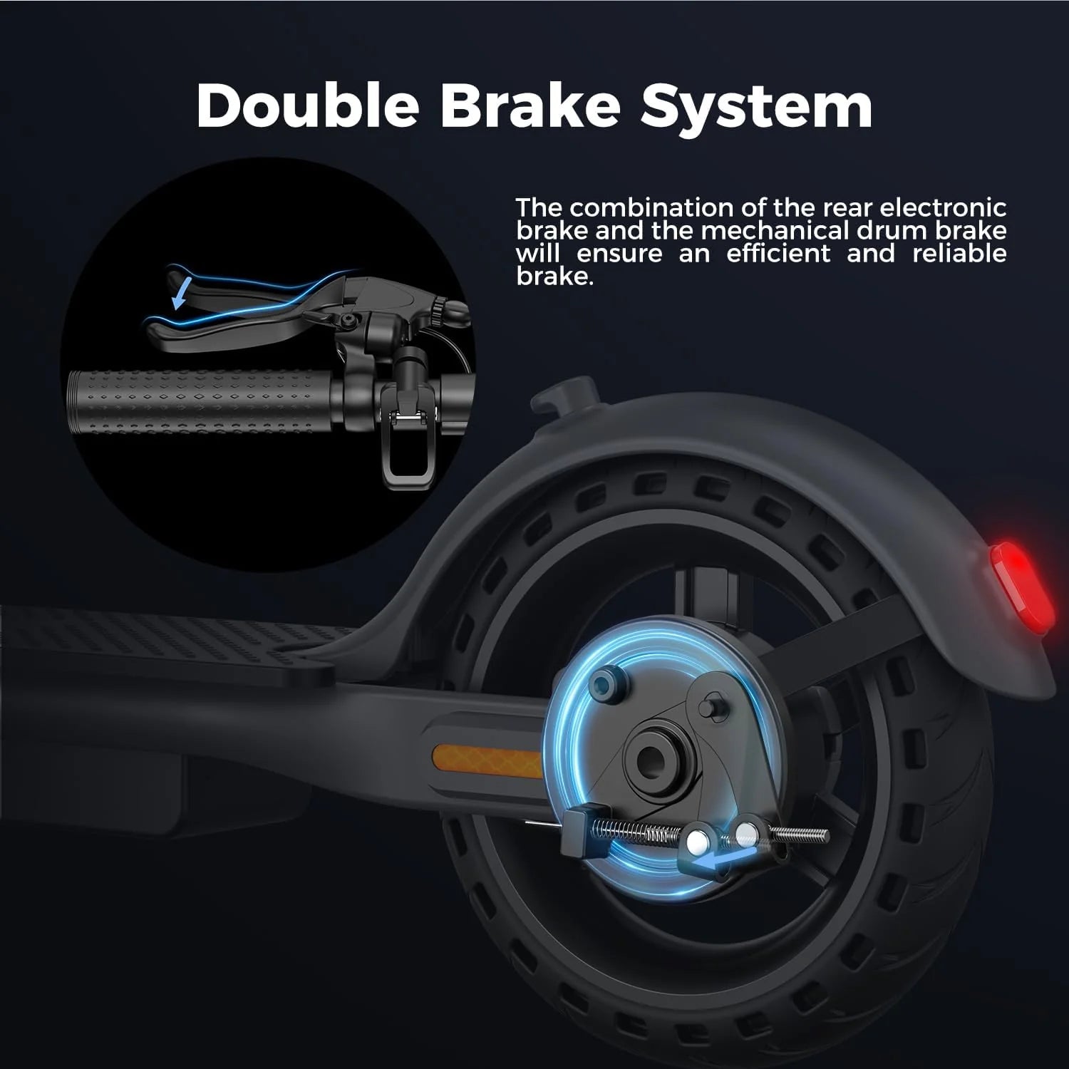 Electric Scooter, 500W Peak Motor, Up to 15.5 MPH, 19 Miles Ranges Foldable Electric Kick Scooter with Dual Braking System, Adults/Youth E Scooter for Commute