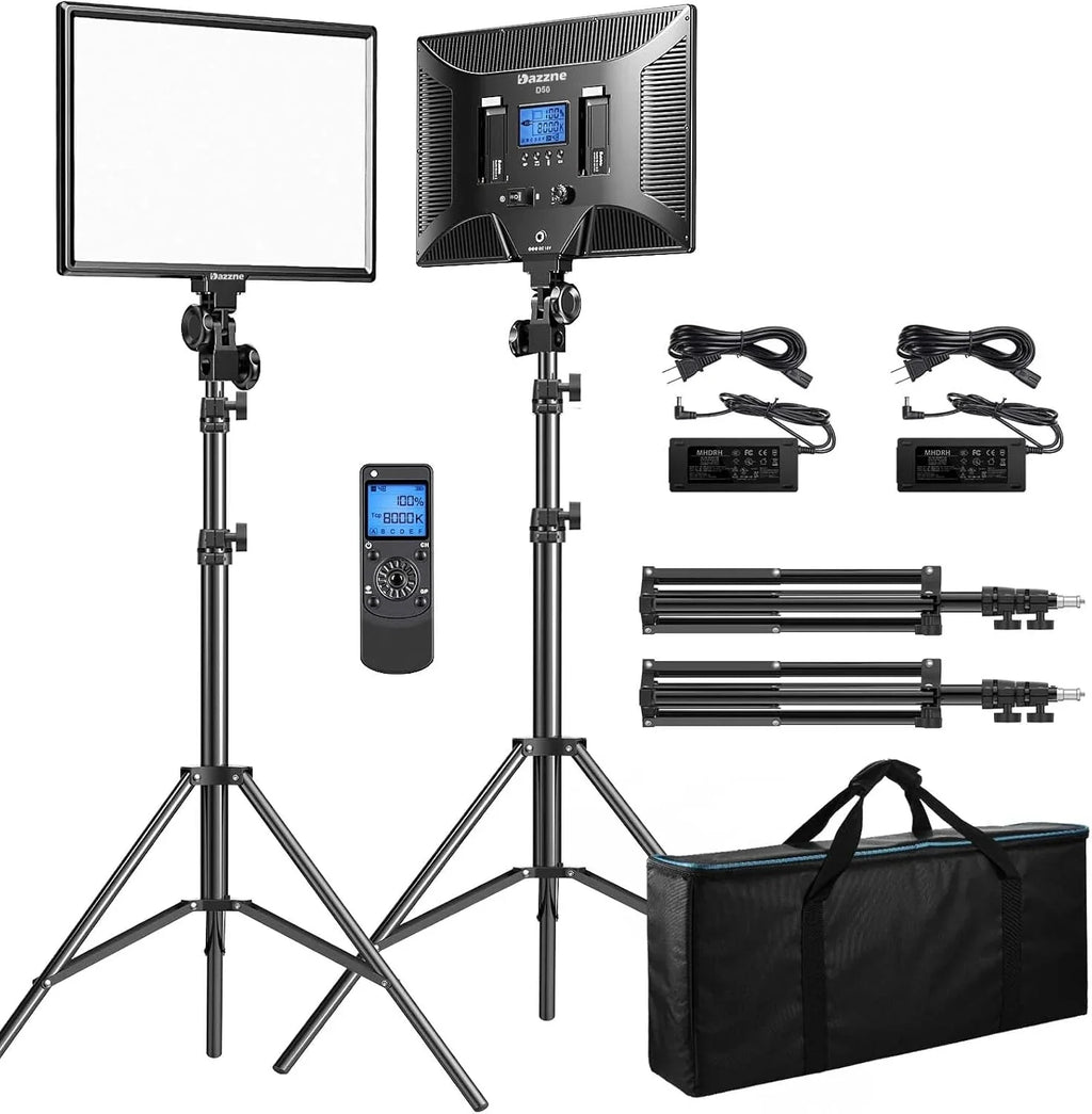 D50 LED Video Light Panel Lights 15.4, 2 Packs 45W 3000K-8000K Bi-Color Dimmable Photography Lighting, CRI 96+ Videography Lighting for Video Shooting/Gaming/Live Stream/Studio/Film