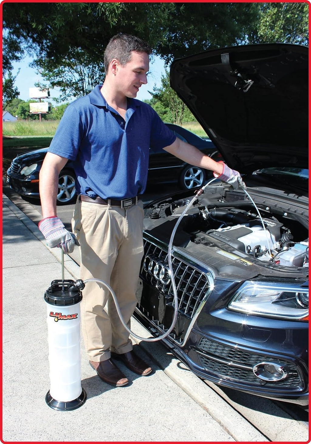 LX-1314 Gold/Silver Manual/Pneumatic 2-in-1 Fluid Extractor (2.6G 10L Capacity). Suitable for Brake Fluid, Engine Oil, Gear Oil, Transmission Fluid, Water, etc.