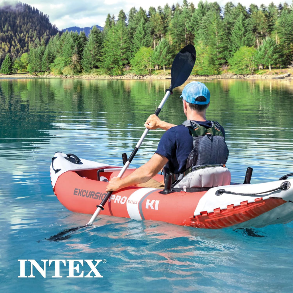 Excursion Pro Inflatable Kayak Series: Includes Deluxe 86in Kayak Paddles and High-Output Pump – SuperTough PVC – Adjustable Bucket Seat – Fishing Rod Holders – Grab Handles