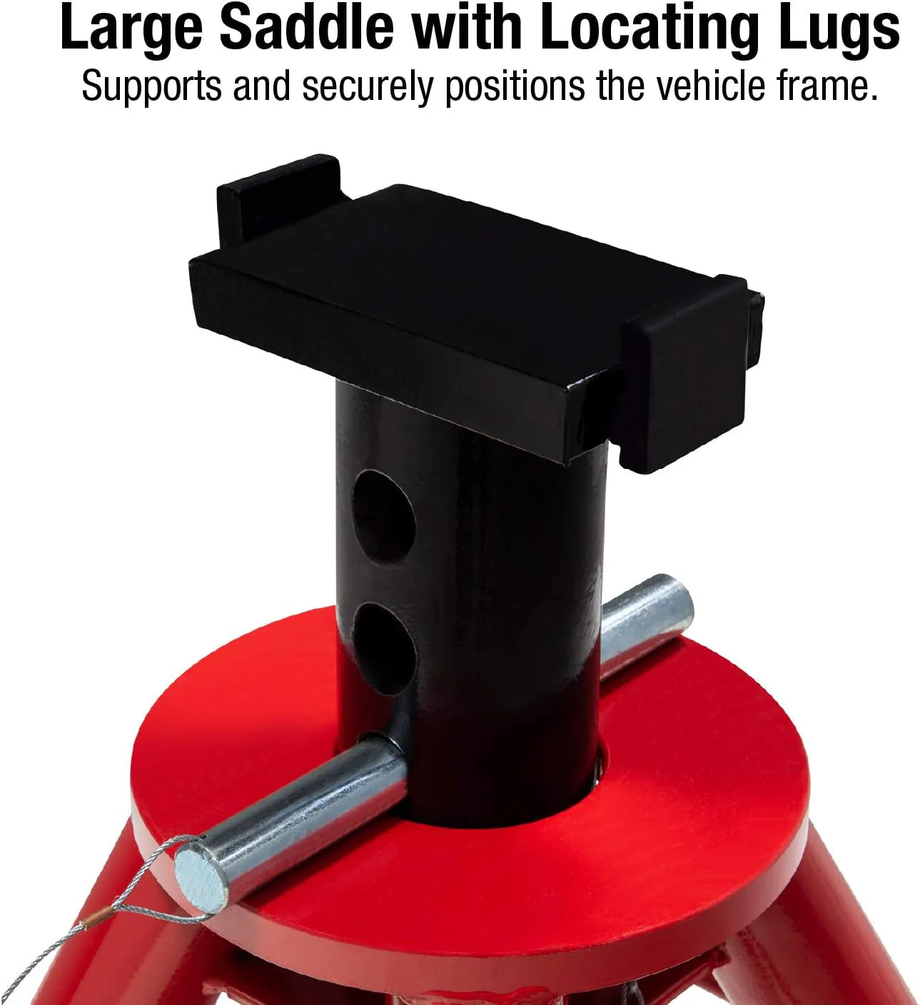 10-Ton Medium Height Pin Type Jack Stands, Pair, Red