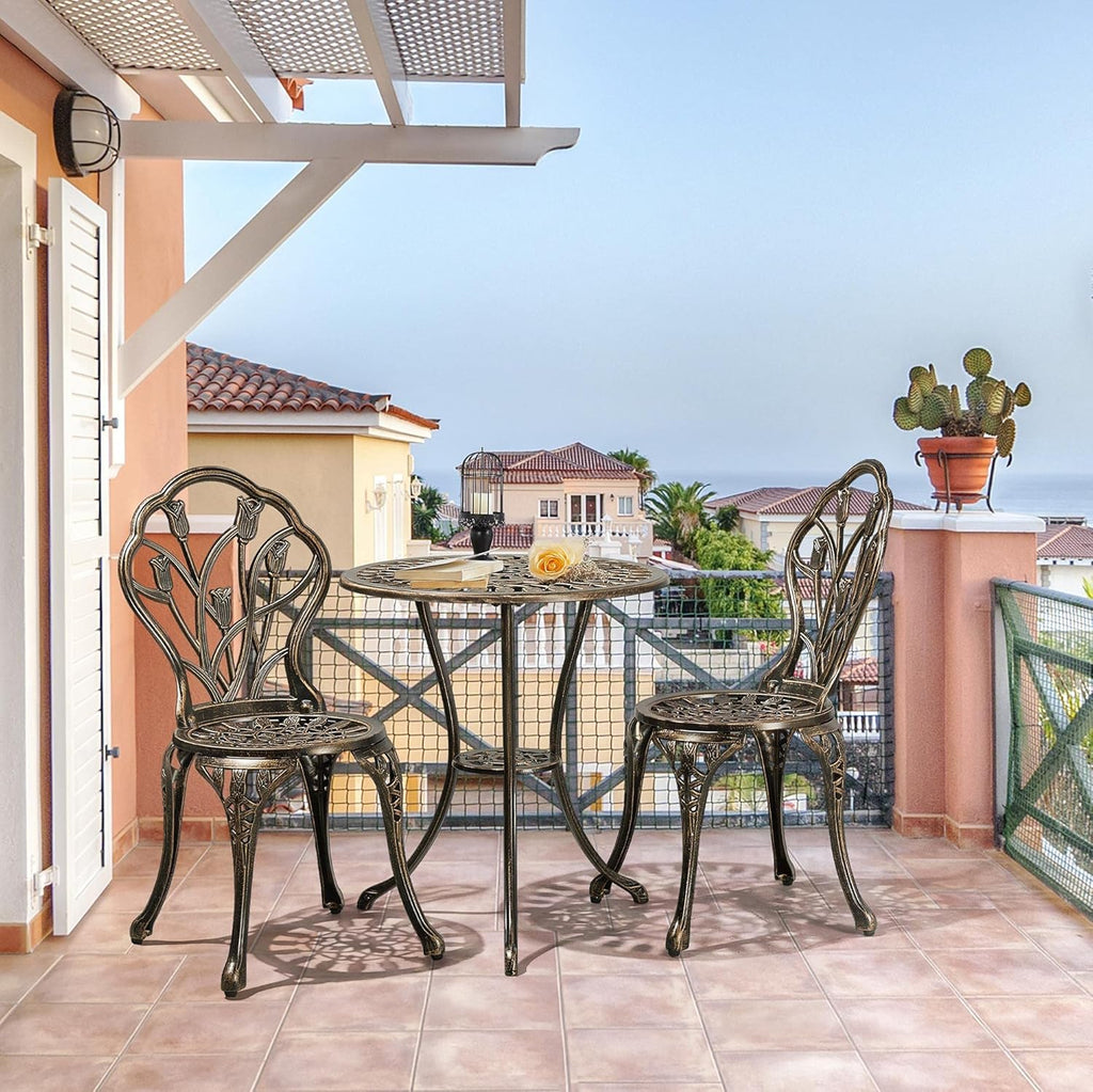 Patio Bistro Sets 3 Piece Cast Aluminum Bistro Table