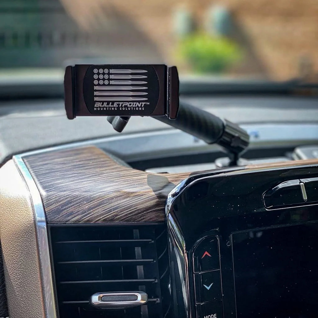 Dash Mount Cell Phone Holder RAM Truck Compatible (2019+ 1500, 2500, 3500 and TRX) with 20mm Ball Mount - Compatible with iPhone and Android Smartphones (Dual Ball with 2 Phone Holders)