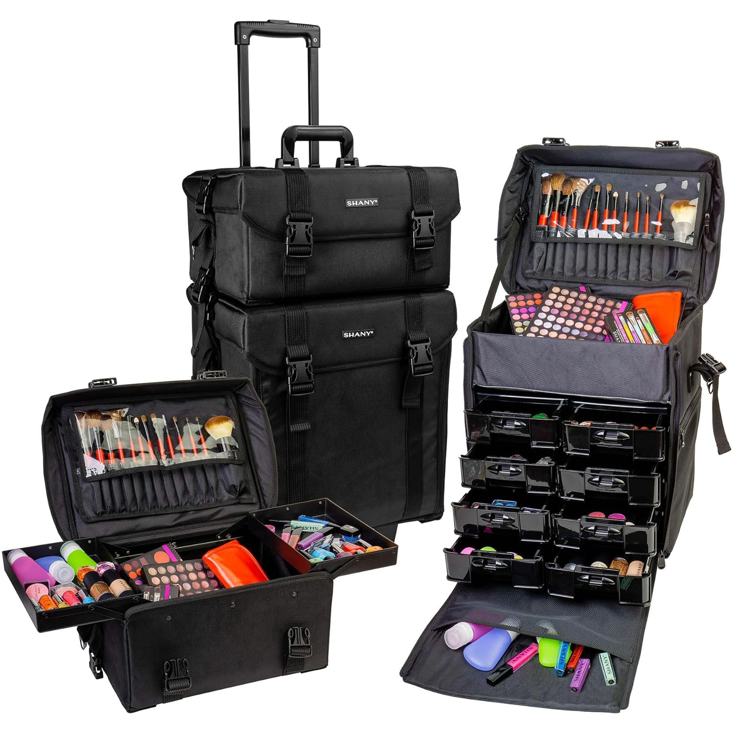 Jet Black Vinyl Cosmetic Case Travel Bag