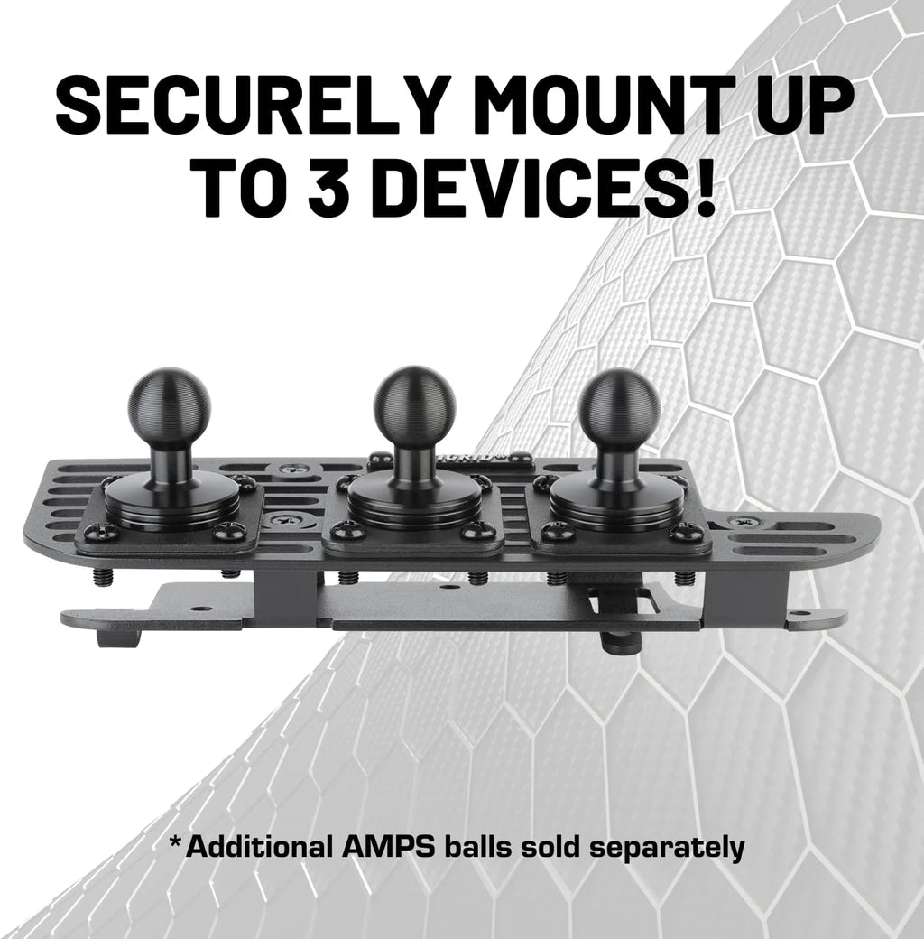 Dash Mount Cell Phone Holder RAM Truck Compatible (2019+ 1500, 2500, 3500 and TRX) with 20mm Ball Mount - Compatible with iPhone and Android Smartphones (Dual Ball with 2 Phone Holders)