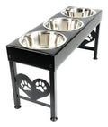 Pet Feeding Station Triple 3-Quart Metal Dog Bowl 16 Tall
