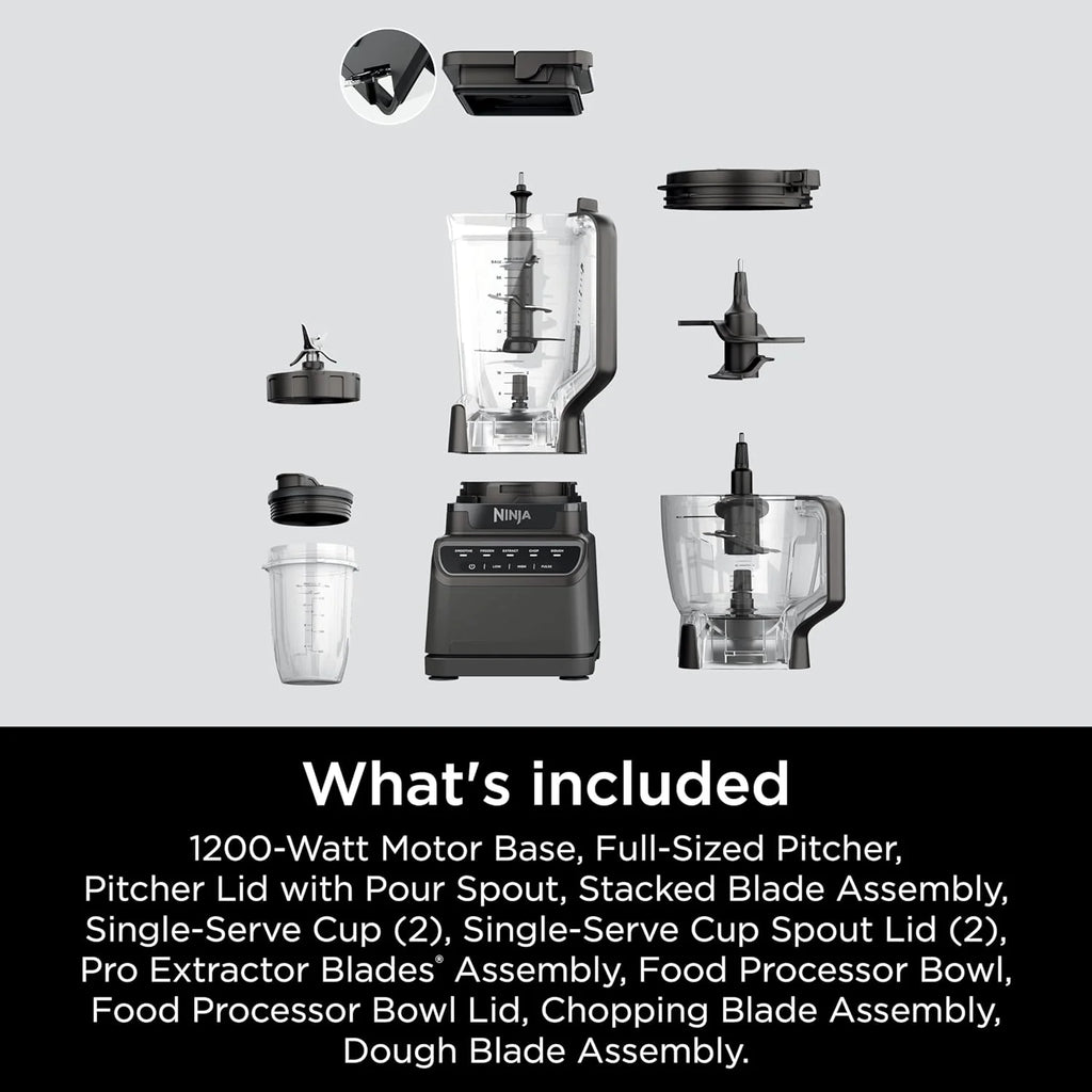 Mega Kitchen System, 1500W, 4 Functions for Smoothies, Processing, Dough, Drinks & More, with 72-oz.* Blender Pitcher, 64-oz. Processor Bowl, (2) 16-oz. To-Go Cups & (2) Lids, Black