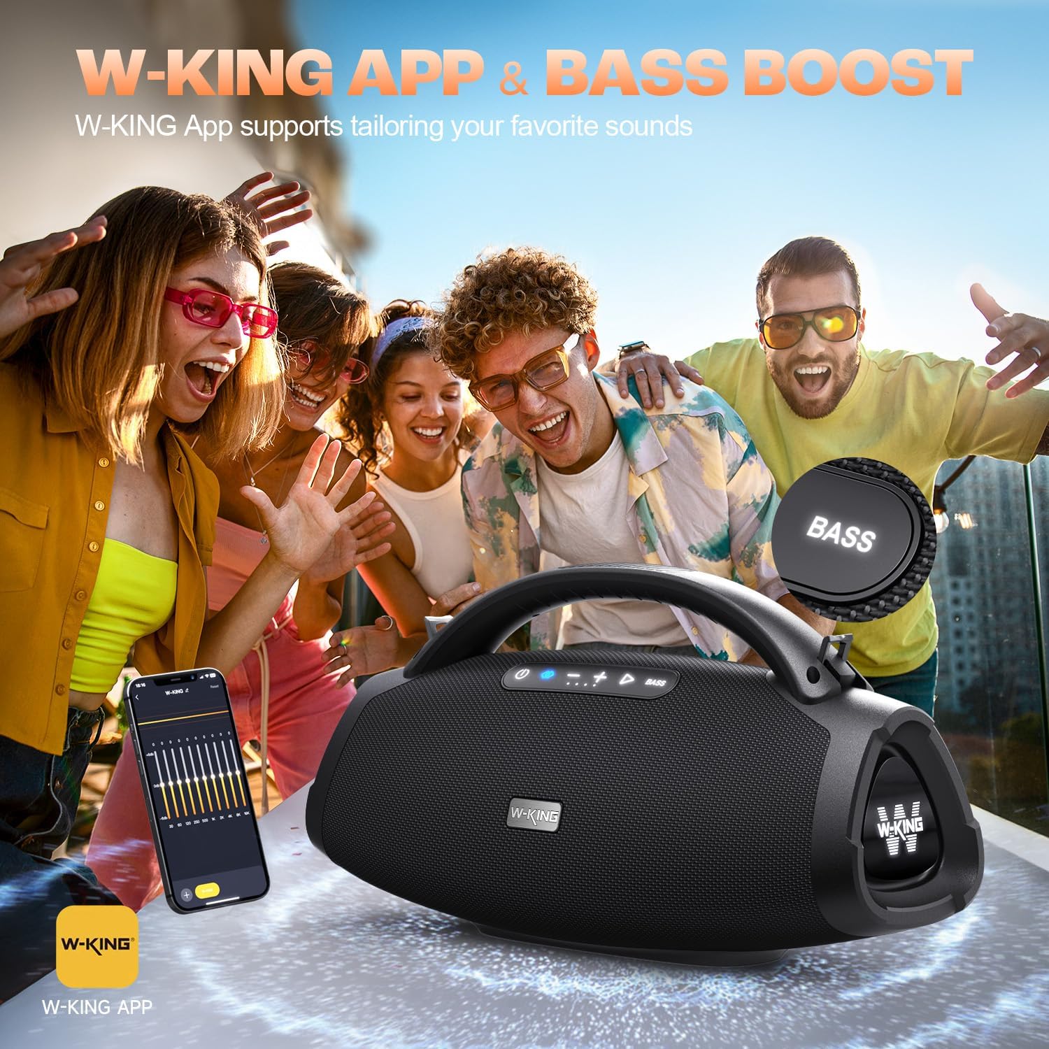 W-KING X20 Bluetooth Party Speaker, 330W, IPX7, 7.5 Subwoofer