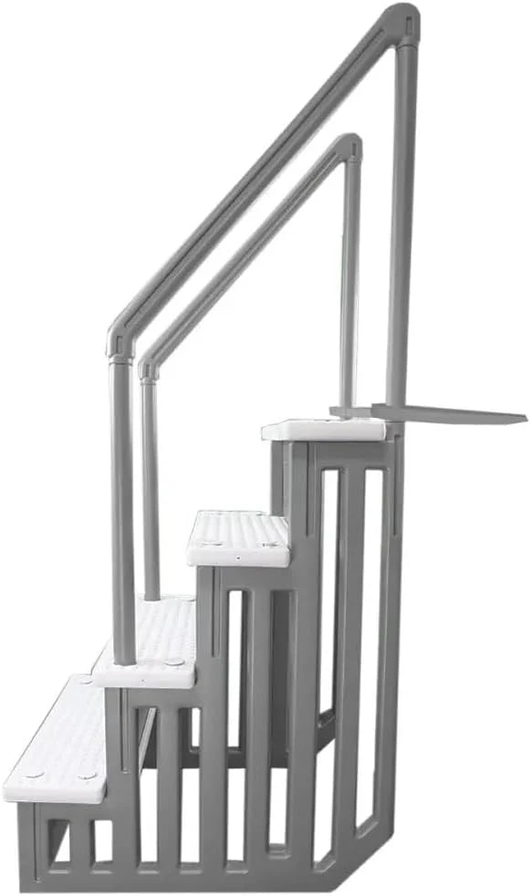 Select Anti-Slip in-Pool Steps | Gray | for Above Ground Swimming Pools | Can Mount to Decks 48 to 54 H | Safety Stairs Capacity Up to 300 lbs