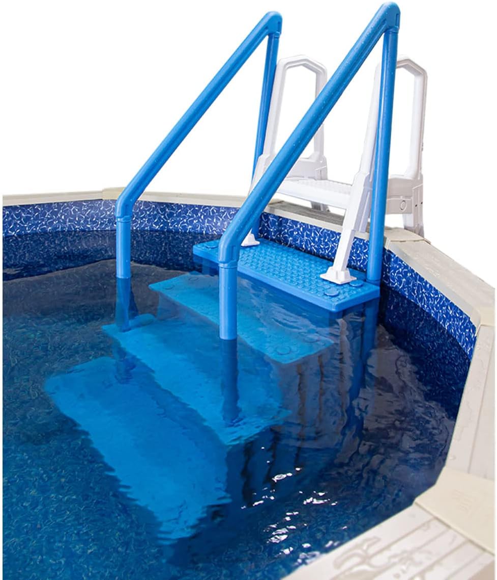 Select Anti-Slip in-Pool Steps | Gray | for Above Ground Swimming Pools | Can Mount to Decks 48 to 54 H | Safety Stairs Capacity Up to 300 lbs