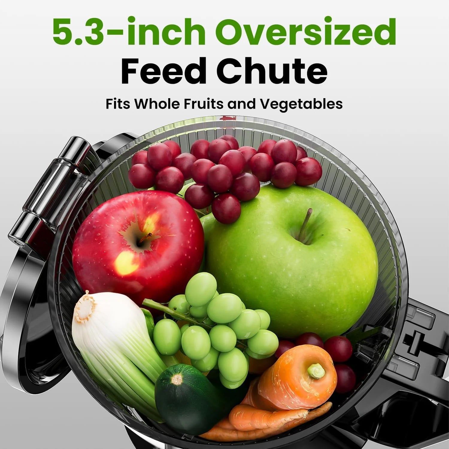 Cold Press Juicer, Slow Masticating Machines with 5.3 Extra Large Feed Chute Fit Whole Fruits & Vegetables Easy Clean Self Feeding Effortless for Batch Juicing, High Juice Yield, BPA Free 250W
