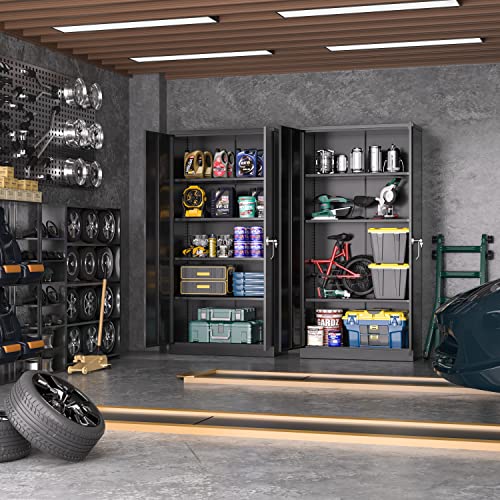 Atripark Metal Storage Cabinet with Lock, 72 Lockable Garage Tool Cabinet with Doors