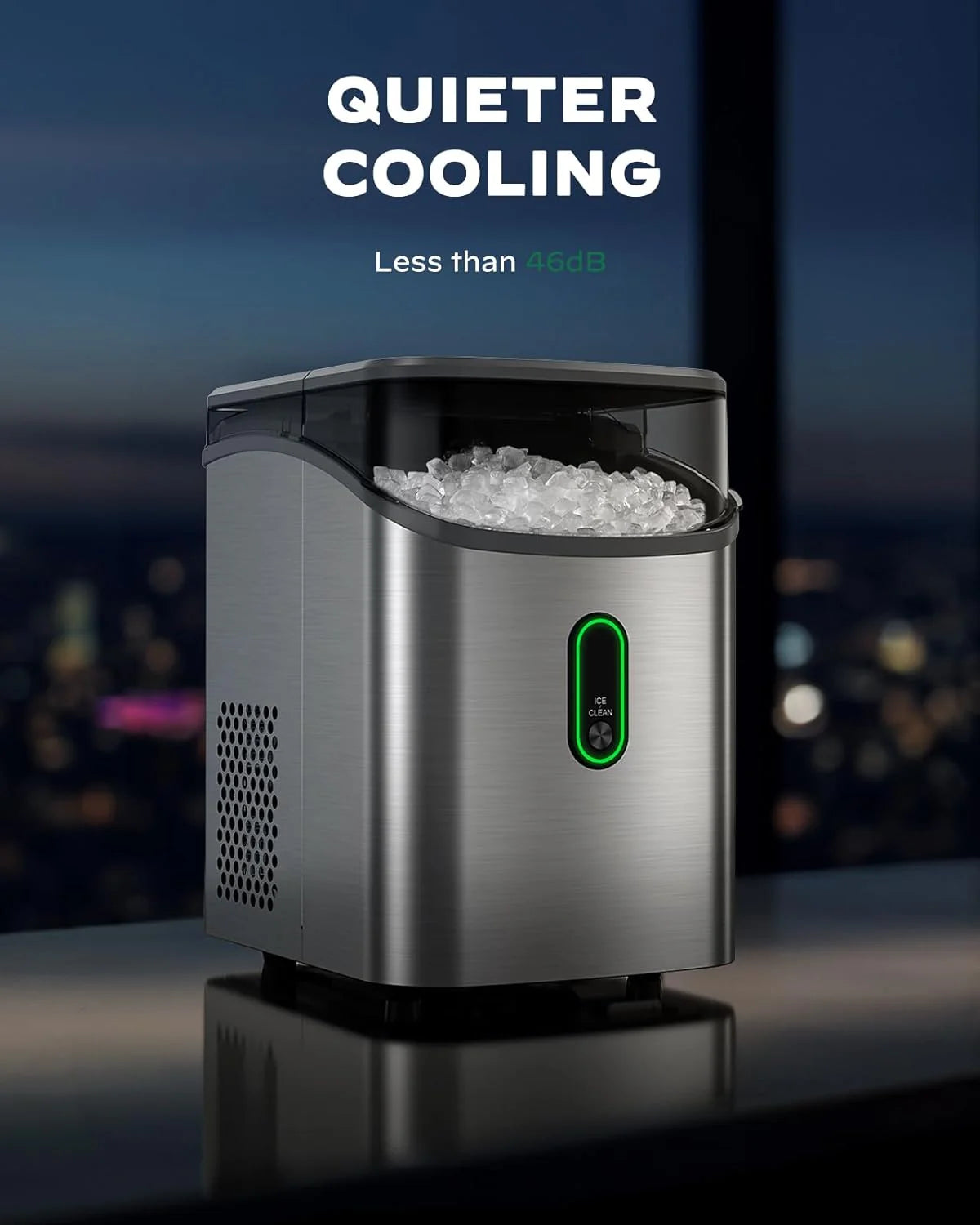 Ice Maker Countertop, Pebble Ice Maker with Soft Chewable Ice, One-Click Operation Ice Machine with Self-Cleaning, 33lbs/24H for Home,Kitchen,Office