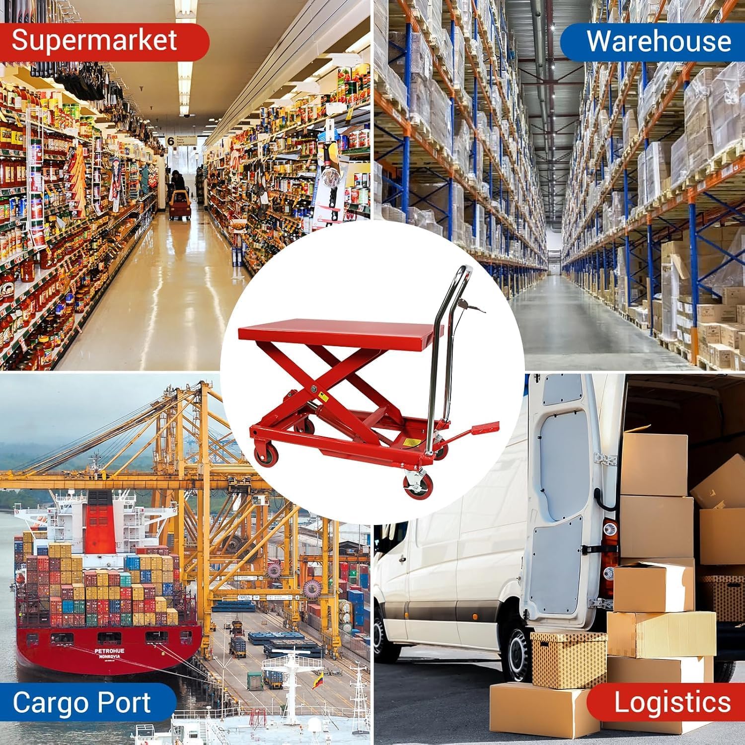 500LBS Hydraulic Lift Table Cart, 30 Lifting Height., Double Scissor Lift Table with 4 Wheels and Non-Slip Pad, Hydraulic Scissor Lift Table for Material Handling and Transportation