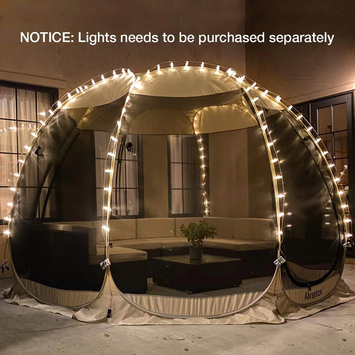 Screen House Room Camping Tent Outdoor Canopy Pop Up Sun Shade Shelter 8 Mesh Walls Not Waterproof Beige 12'x12' Patent Pending