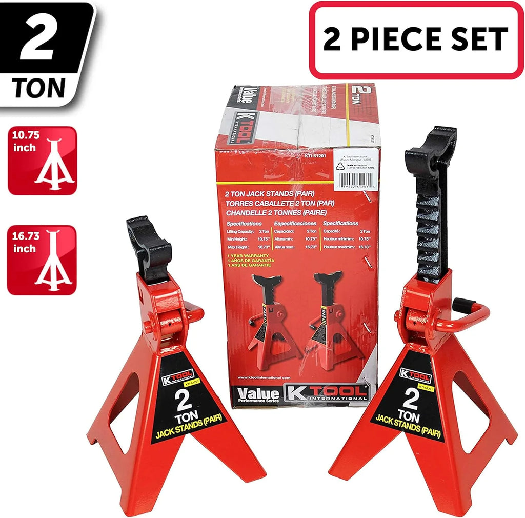 HD61222 22 Ton Automotive Jack Stands for Garages, Repair Shops, and DIY, Pin Style, V Shaped Saddle, Heavy Duty Steel Frame, Adjustable Height 11.825- 19.725, Black/Blue, Pair