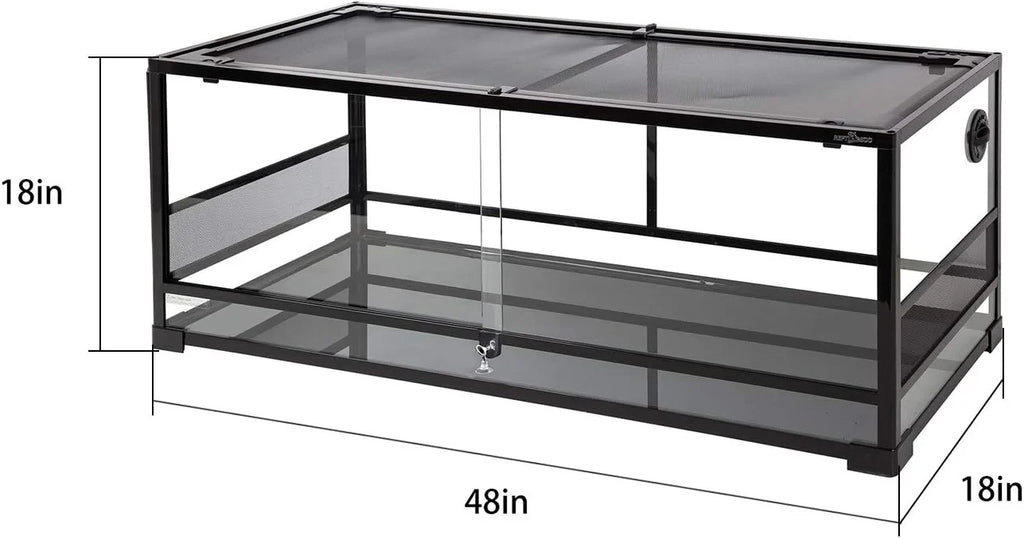 REPTI ZOO 67 Gallon Reptile Terrarium, Sliding Glass Doors, 48x18x18
