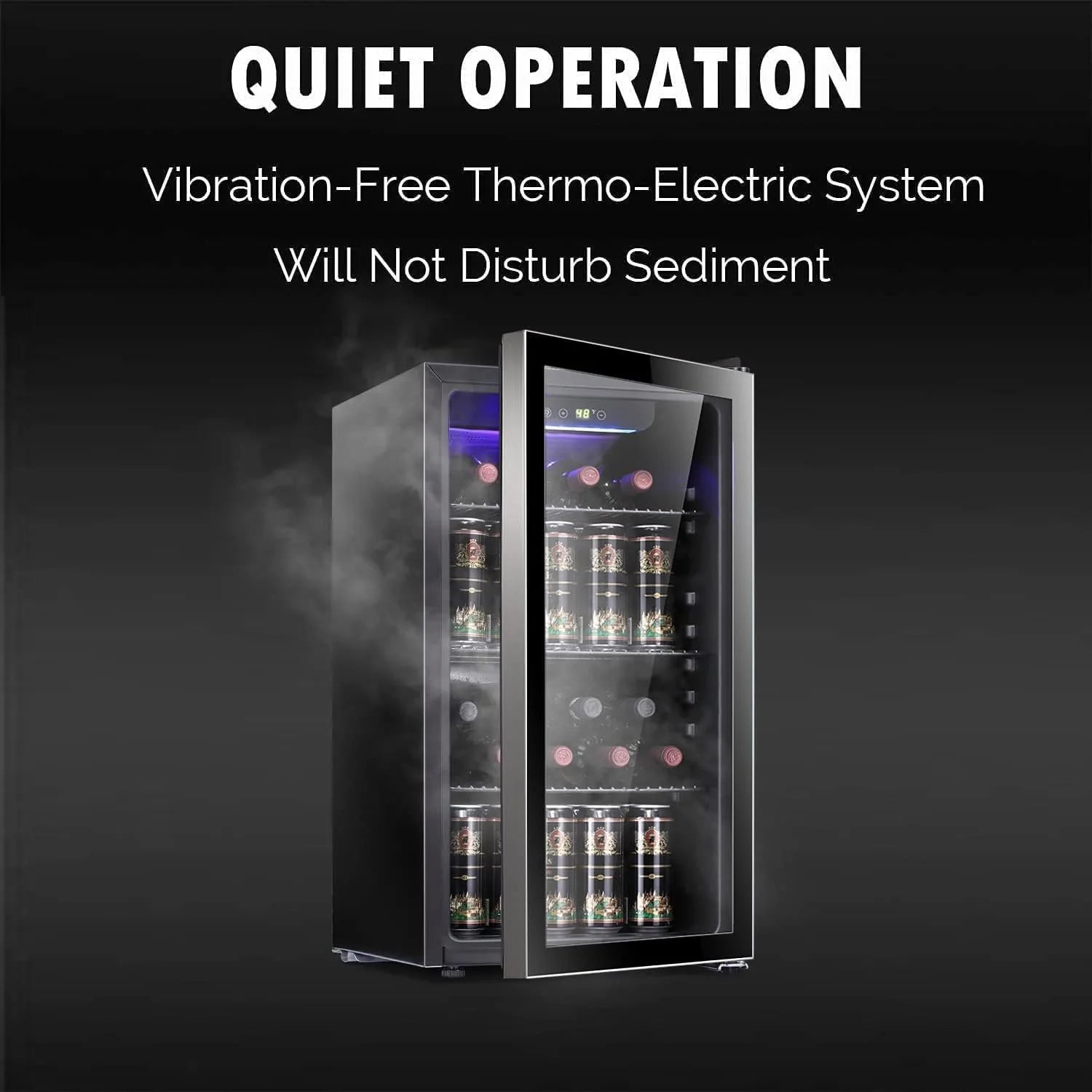 Antarctic Star 36 Bottle Wine Cooler/Cabinet BeverageRefrigerator Small Mini Wine Cellar Beer Soda Bar Fridge Quiet Operation Compressor Adjust Temperature Freestanding Black, 4.4 Cu. ft