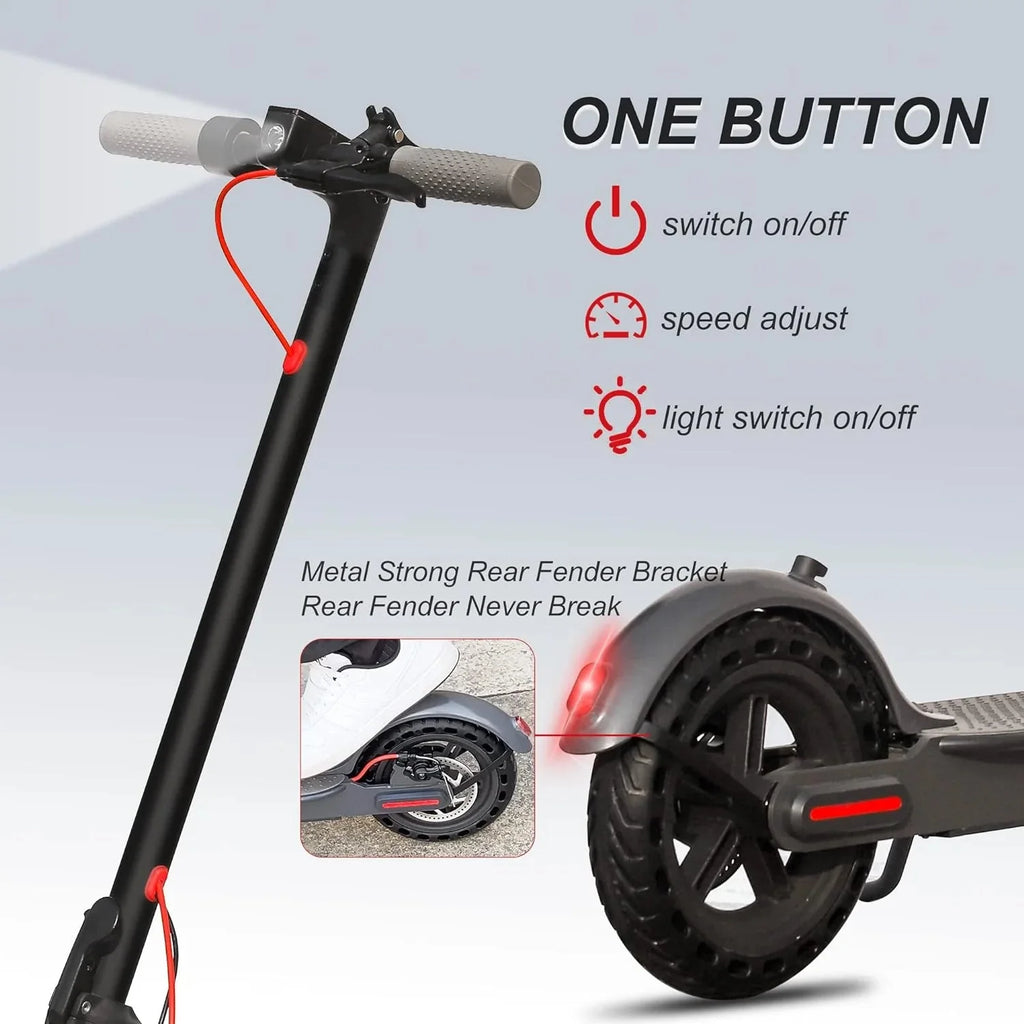 Electric Scooter - 8.5 Solid Tires, 350W Motor, Up to 19 MPH and 21-23 Miles Long-Range Portable Foldable Commuting Scooter for Adults with Double Braking System and App