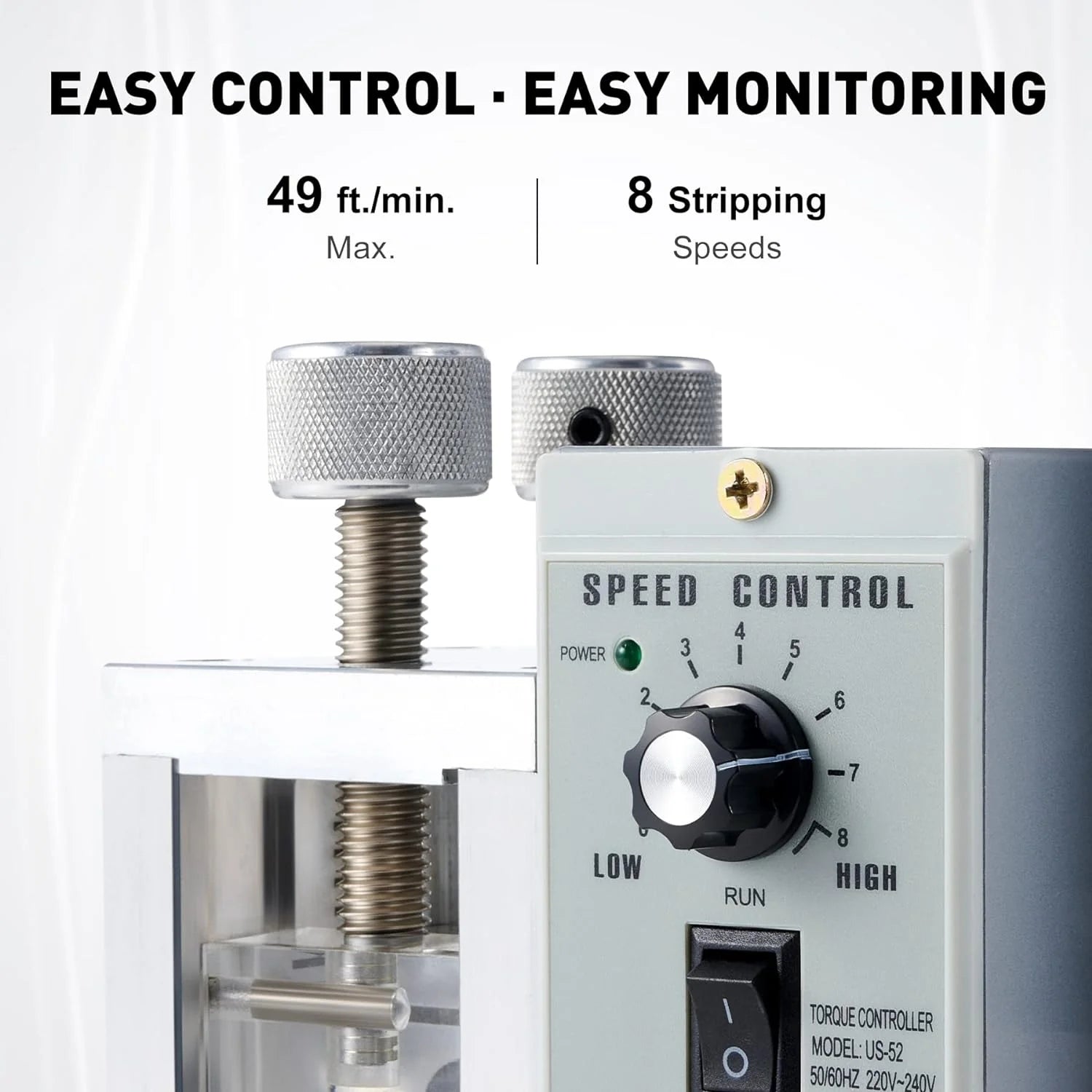 Speed Adjustable Wire Stripper, Automatic Cable Stripping Machine for 0.04-1.2 Copper Wires, Electric Scrap Cable Stripper Tool for 11/0-18 AWG Wires, Cable Jacket Remover for Recycling