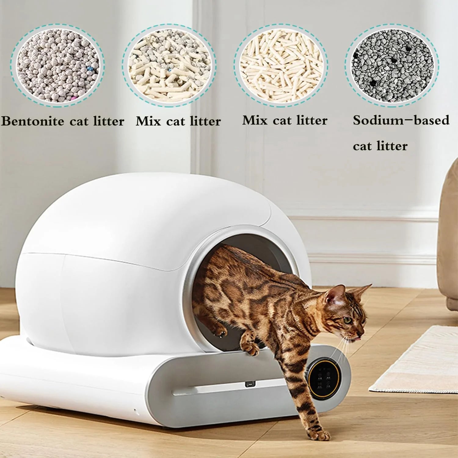 Self-Cleaning Cat Litter Box, Smart Cat Litter Cleaning Robot with APP Control, Automatic Cat Litter Box, Secure Alert/Health Monitor/Ionic Deodorizer/for Multiple Cats Updated