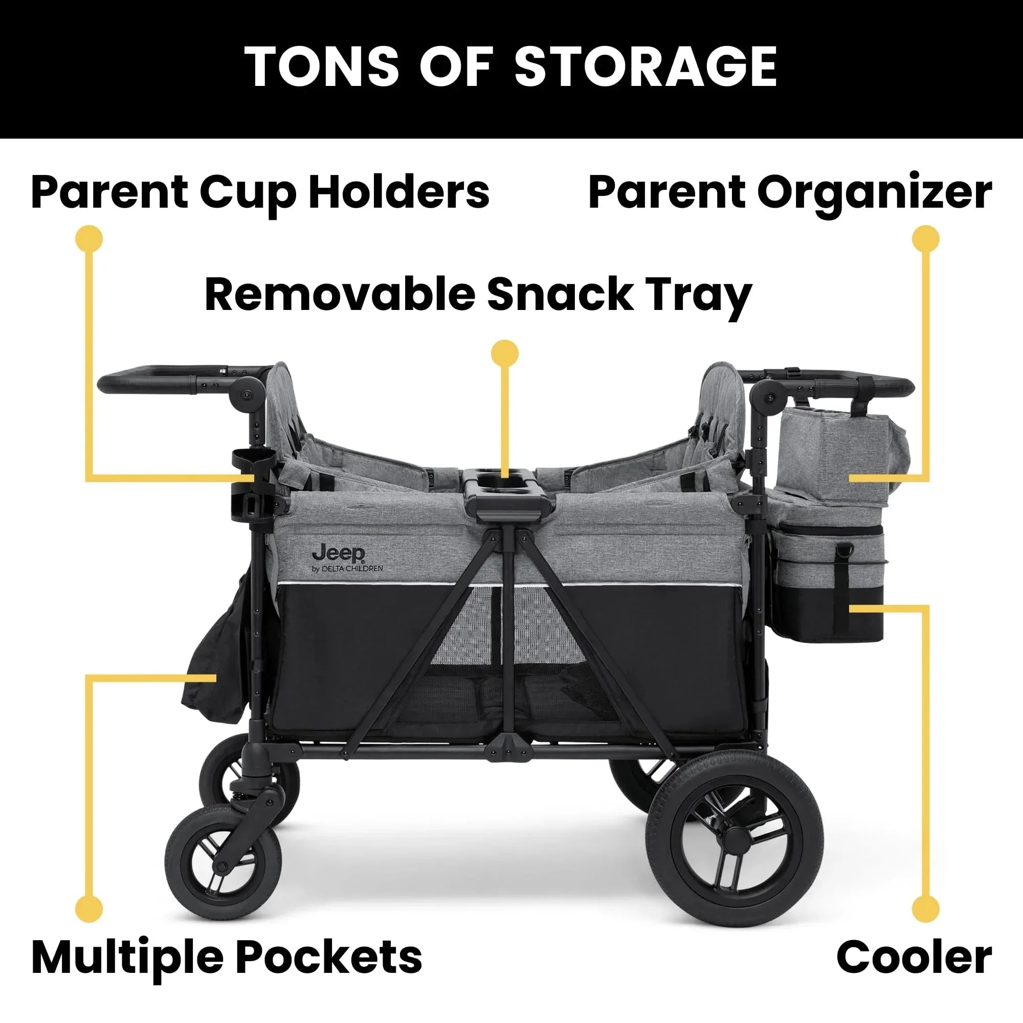 Delta Children's Jeep Wrangler Deluxe 4-Seater Stroller Wagon