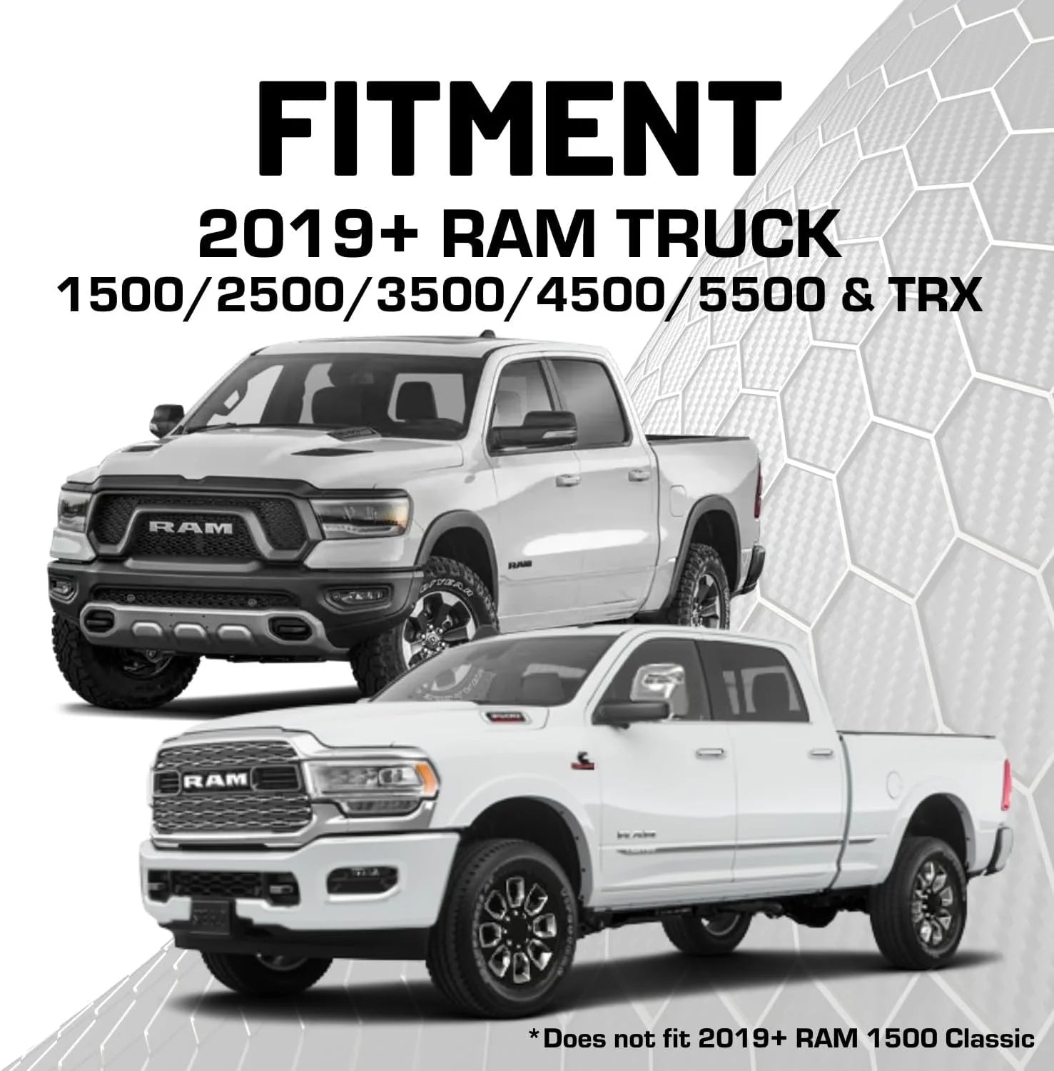 Dash Mount Cell Phone Holder RAM Truck Compatible (2019+ 1500, 2500, 3500 and TRX) with 20mm Ball Mount - Compatible with iPhone and Android Smartphones (Dual Ball with 2 Phone Holders)