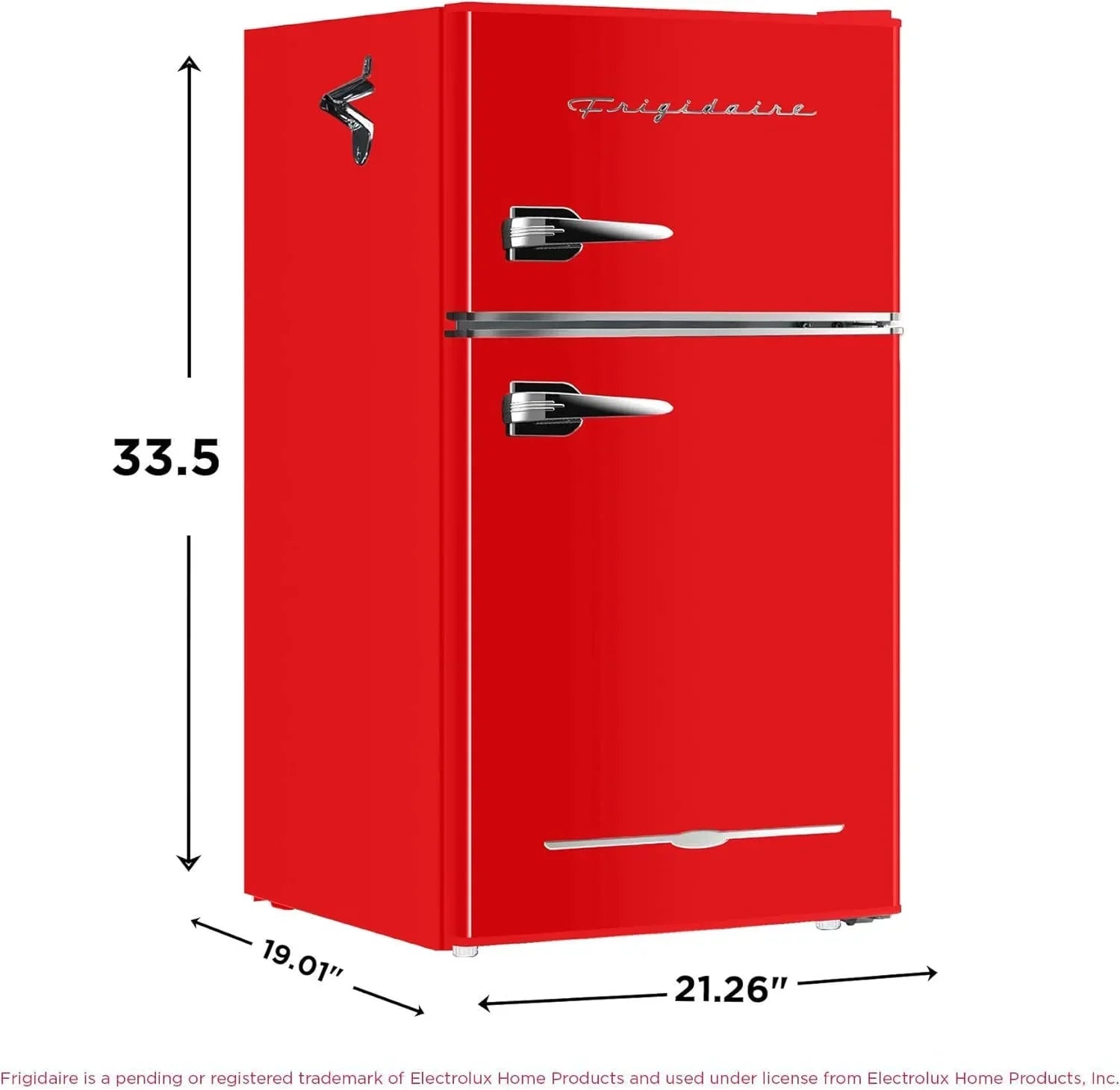 Frigidaire Retro Mini Fridge with Freezer & Side Bottle Opener-Small 2 Door Refrigerator for Office Bar or College Dorm Room-3.1 Cu Ft – 19”D x 20.5 W x 33.5 H