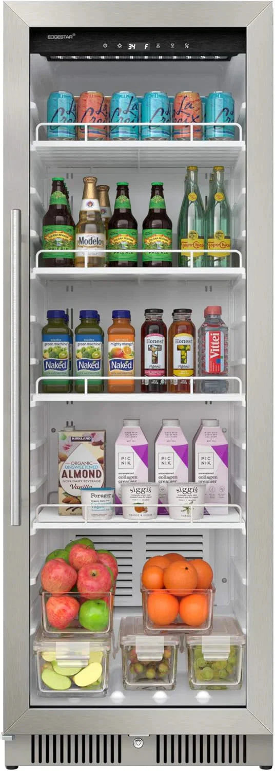 EdgeStar VBM101 22 Wide 10.1 Cu. Ft. Commercial Beverage Merchandiser – Stainless Steel, Temp Alarm, Reversible Door