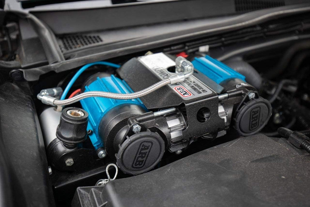 12V' On-Board Twin High Performance Air Compressor, Ideal for Air Lockers Locking Differentials, Tire Inflator, Air Horn, Air Tools and Pneumatic Tools.