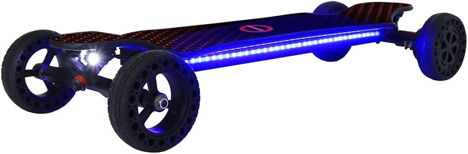 Electric Skateboard 4000 Watts | 12S3P | 35 mph | 22 Mile Range | 6 Wheels | Cool Lights |